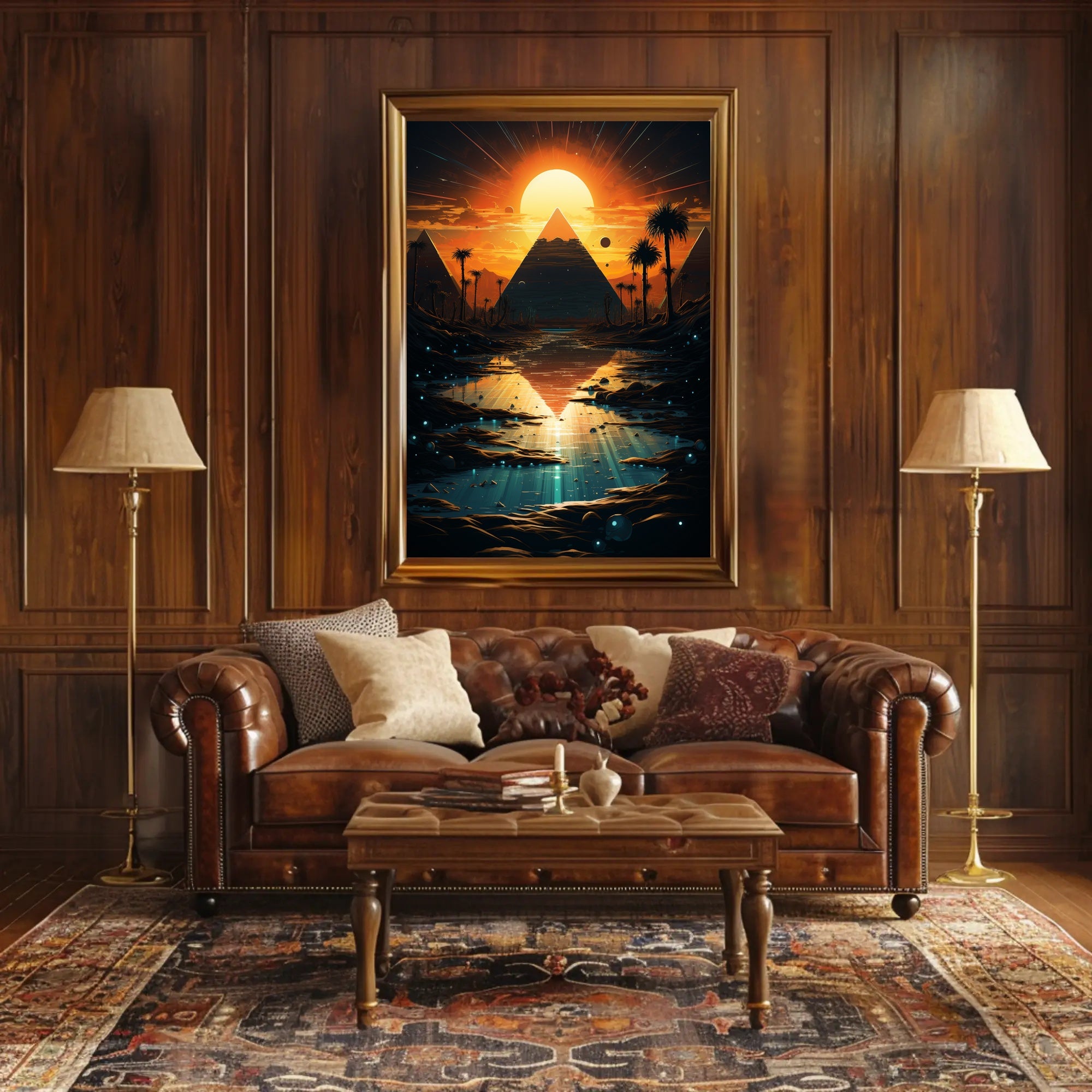 Sunset Over The Pyramids Poster