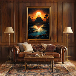 Sunset Over The Pyramids Poster