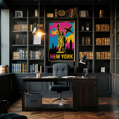 New York Statue Liberty Street Art Neon Colors Travel Poster