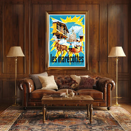 Les Marécottes Scenic Winter Travel Poster PosterGoat