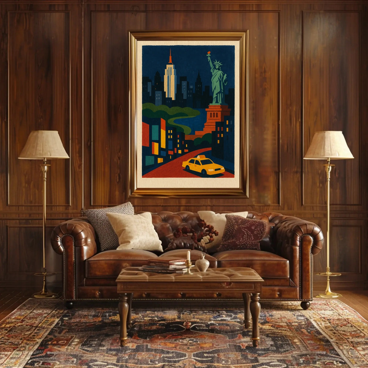 New York City Art Deco Poster Abstract Landmarks Wall Art