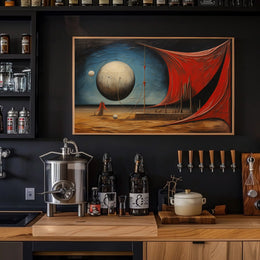 Surreal Spheres in Desert Landscape Artistic Poster