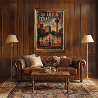 San Antonio Vintage Landmarks Travel Nostalgia Poster