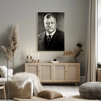 Theodore Roosevelt Portrait Drawing Vintage Poster