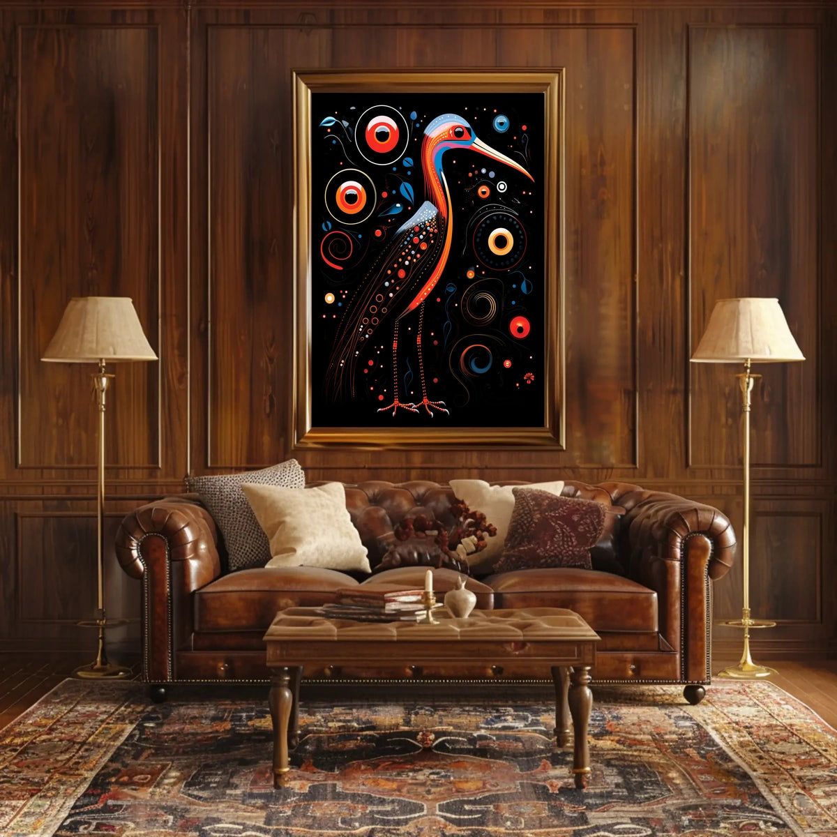 Stylized Bird with Spirals Abstract or Artistic Poster