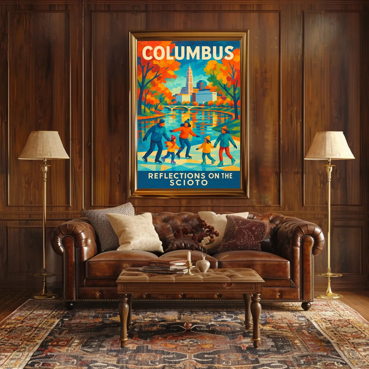 Columbus Reflections On The Scioto Poster