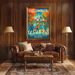 Columbus Reflections On The Scioto Poster
