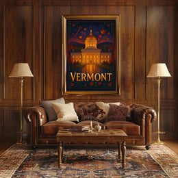 Vermont State Capitol At Dusk Poster
