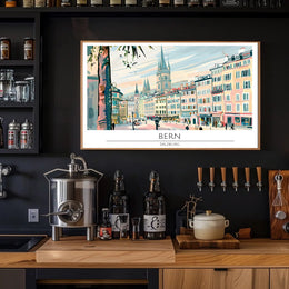 Bern Cityscape Illustration Poster PosterGoat