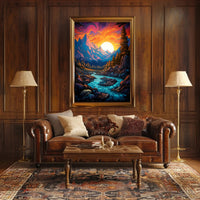 Vibrant Mountain Sunset Poster PosterGoat