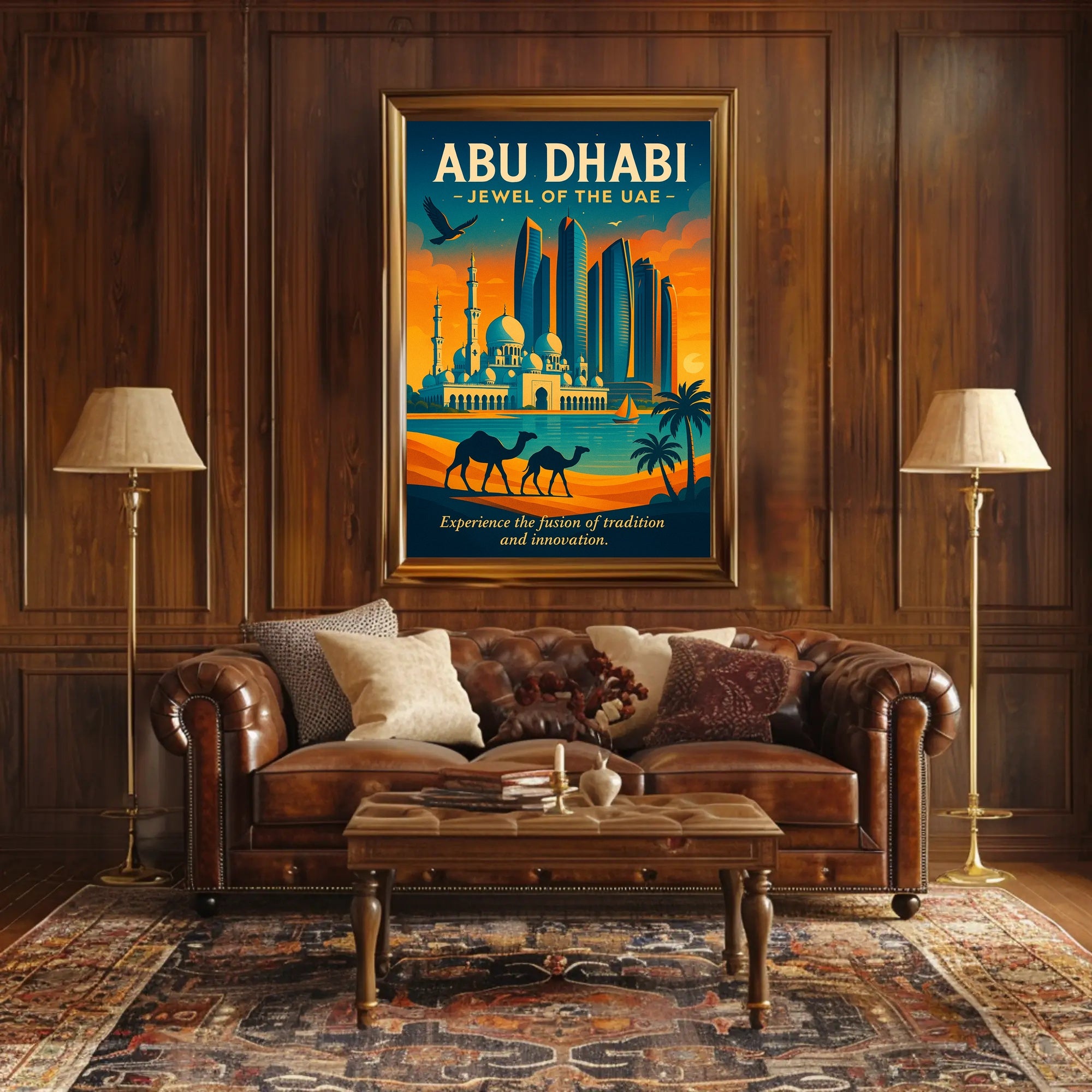 Abu Dhabi Sunset Travel Poster