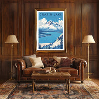 Crater Lake National Park Travel Poster Scenic Print