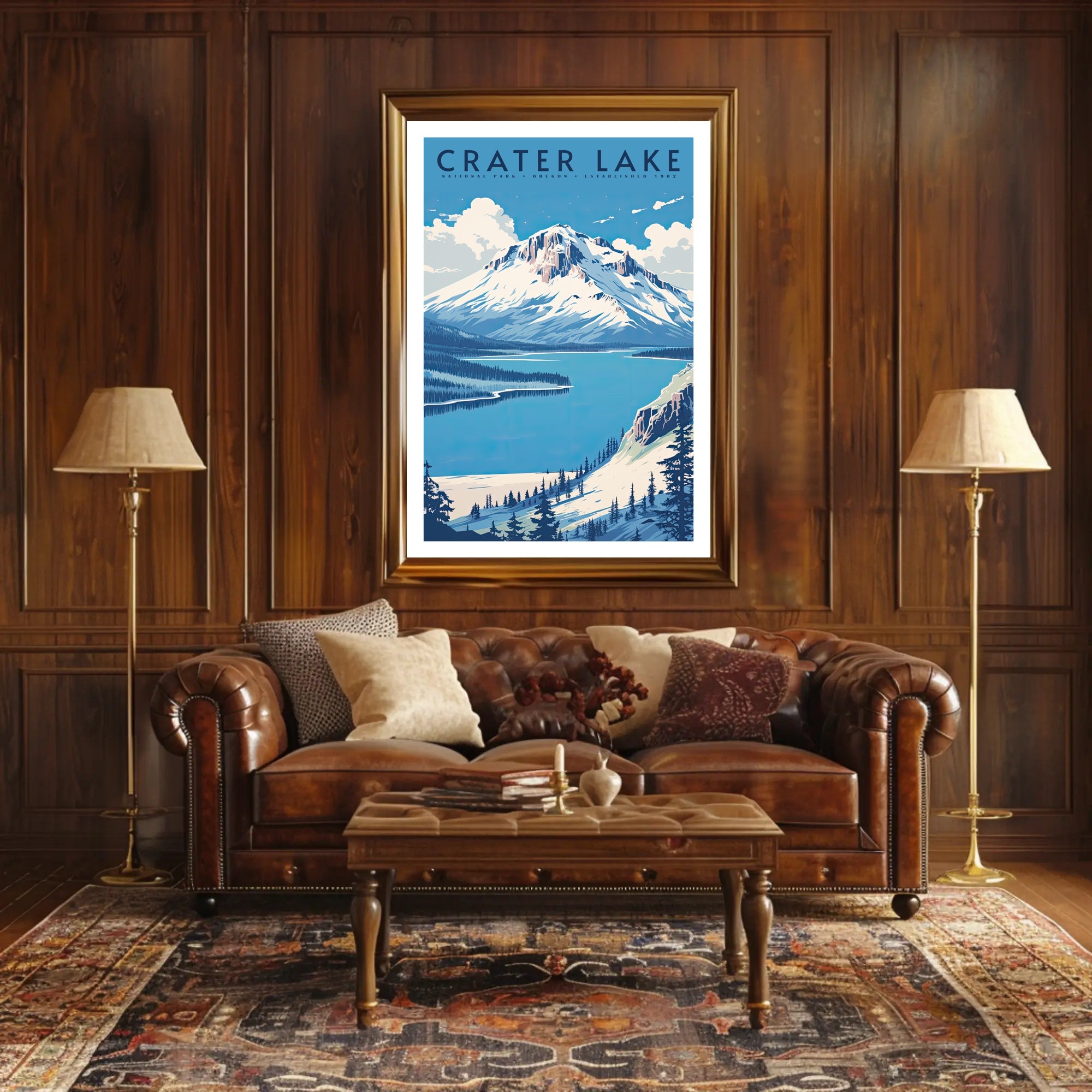 Crater Lake National Park Travel Poster Scenic Print