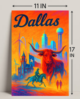 Dallas - Vibrant Cityscape Poster PosterGoat