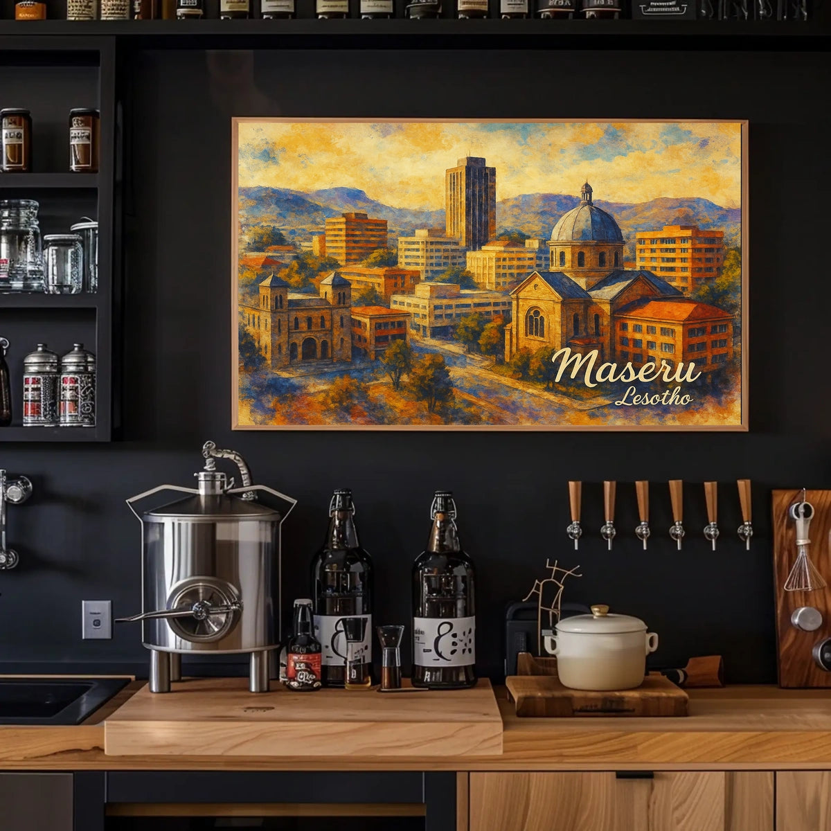 Maseru, Lesotho Cityscape Art Poster