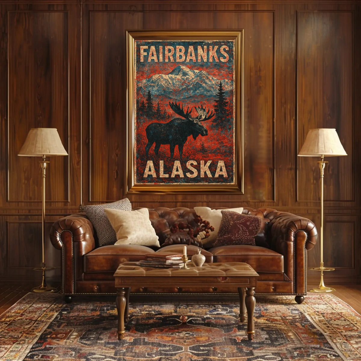 Alaskan Wilderness Moose Vintage Adventure Poster