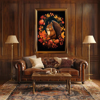Whimsical Autumn Squirrel Poster: Cozy Fall Decor
