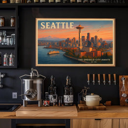 Welcome to Seattle Travel Poster Art Print