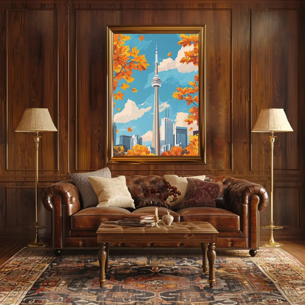 Toronto CN Tower Autumn Skyline Poster Art