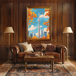 Toronto CN Tower Autumn Skyline Poster Art