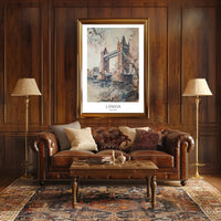 Tower Bridge London Watercolor Urban or Cityscape Poster PosterGoat