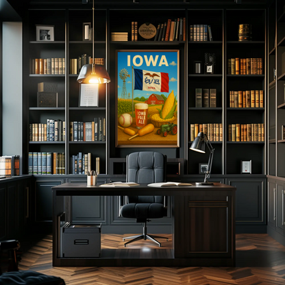Iowa Corn Barn Ale Baseball Fair Tractor Travel Poster