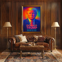 Donald Trump 45th President of the United States Neon Gradient Overlay Poster