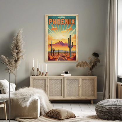 Phoenix Arizona Vintage Travel Poster Artwork
