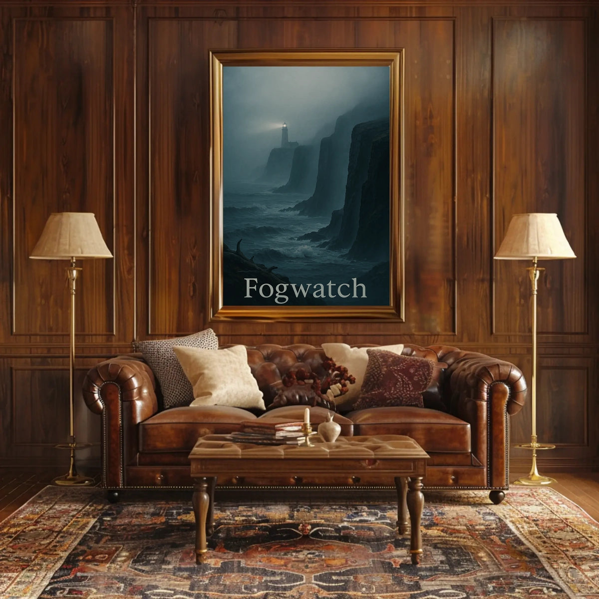 Fogwatch: Coastal Solitude Lighthouse Atmospheric Artistic Poster
