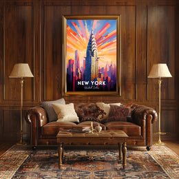 New York City Poster Modern Skyscraper Kaleidoscopic Wall Art