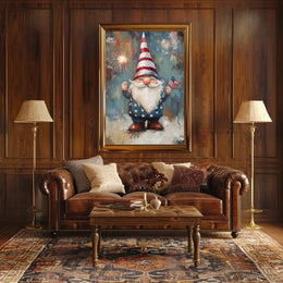 patriotic gnome holding a sparkler Poster