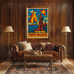 Puerto Vallarta Stained Glass Art Poster