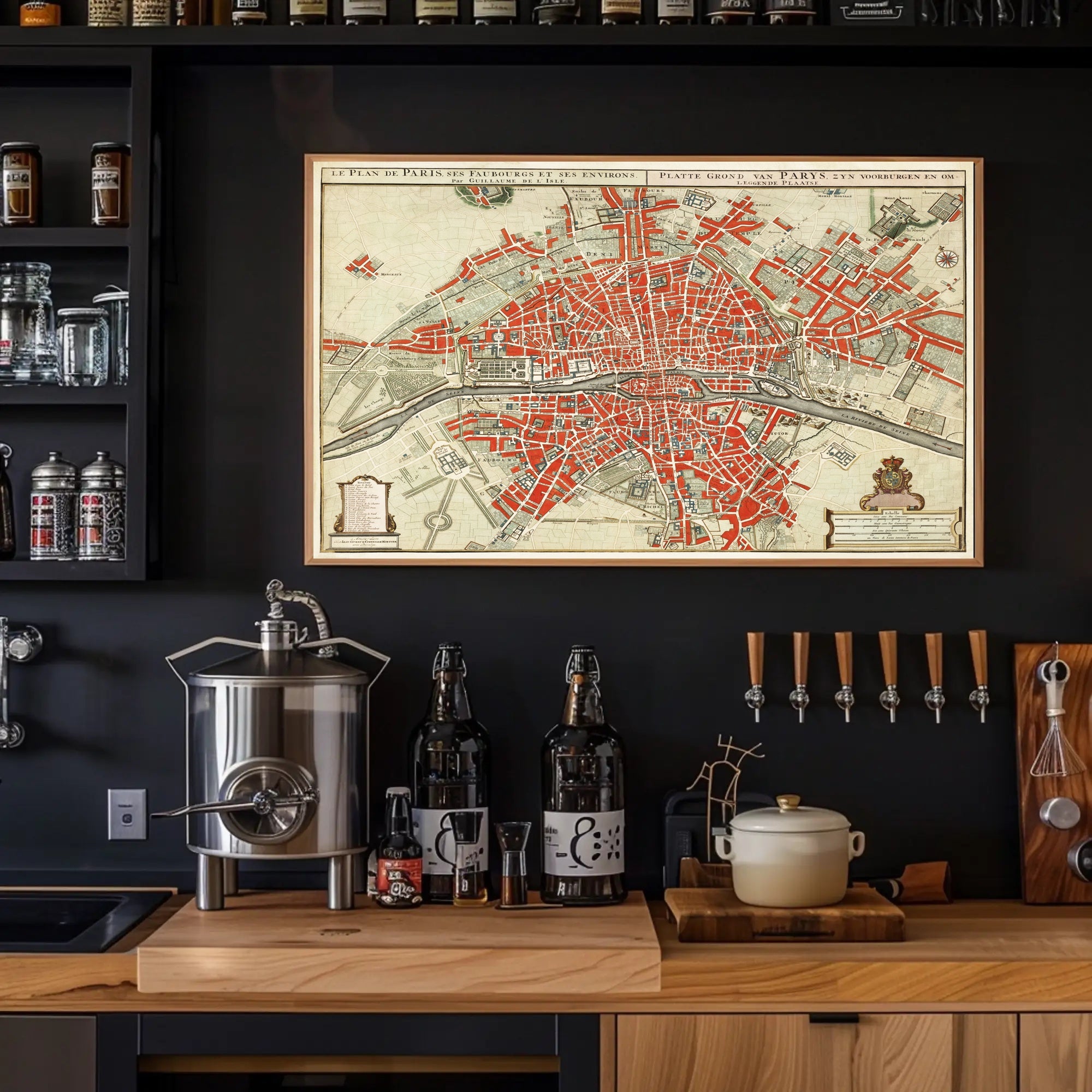 Vintage Map of Paris Wall Mural. Plattegrond van Parijs (ca. 1721–1774)