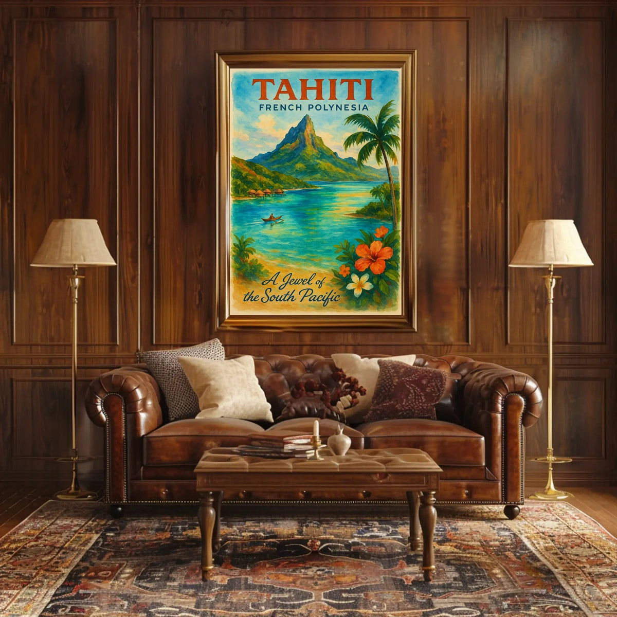 Tahiti Travel Poster – Vintage French Polynesia Wall Art, South Pacific Paradise Decor