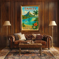 Tahiti Travel Poster – Vintage French Polynesia Wall Art, South Pacific Paradise Decor