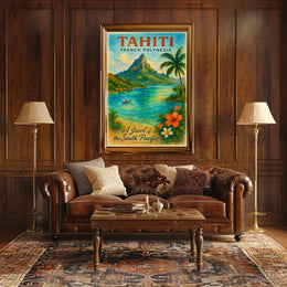 Tahiti Travel Poster – Vintage French Polynesia Wall Art, South Pacific Paradise Decor