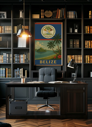 Belize Tropical Coast Vintage Travel Poster