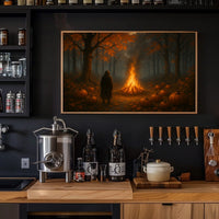 Autumn Bonfire Woods Watercolor Cozy Poster