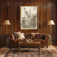 New York City Landmarks Poster Vintage Sketch Wall Art