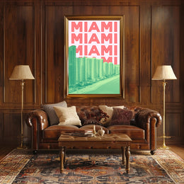 Miami Beachline with Vibrant Architecture Travel Poster PosterGoat