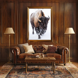 Majestic Bison in Snowy Wilderness Art Print