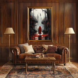 The Red Cloak In A Dystopian Realm Poster