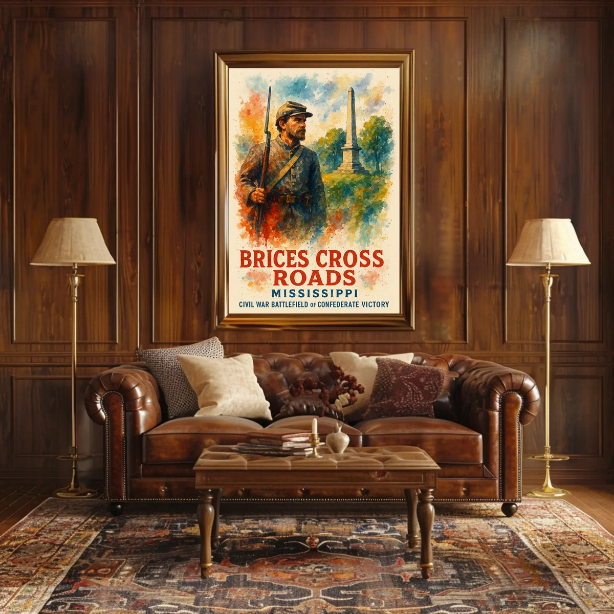 Battle of Brice's Crossroads Watercolor Poster Art