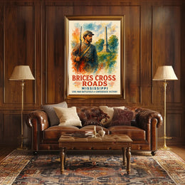 Battle of Brice's Crossroads Watercolor Poster Art