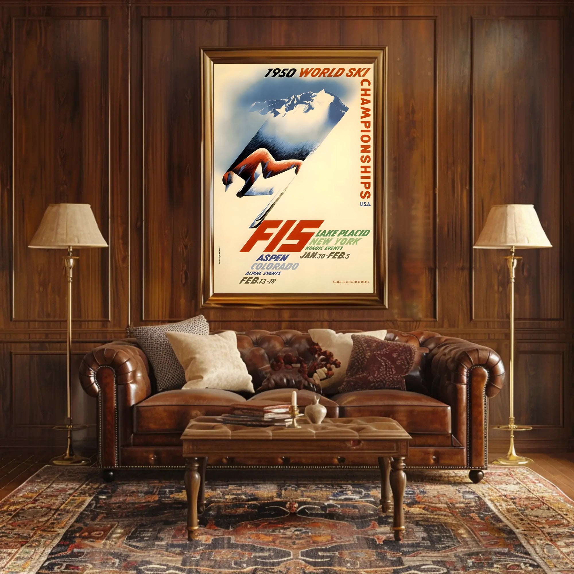 1950 World Ski Championships Vintage Poster Art PosterGoat