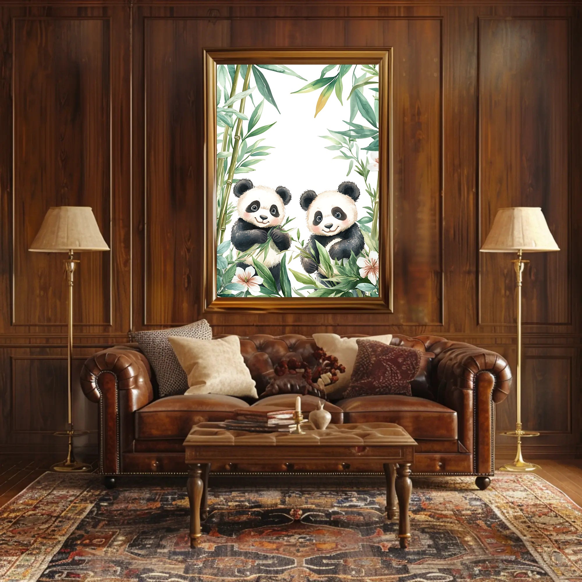 Enchanting Pandas in Bamboo Animal Poster