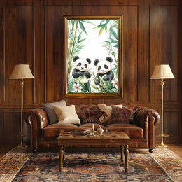 Enchanting Pandas in Bamboo Animal Poster