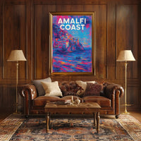 Amalfi Coast Poster Wall Art 18x24 Scenic Coastal Decor