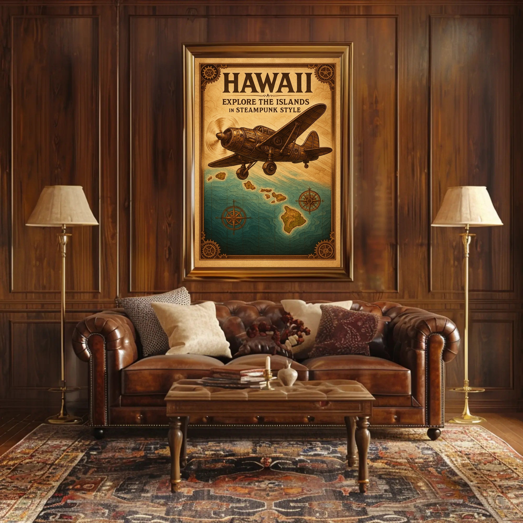 Explore Hawaii in Steampunk Style Poster