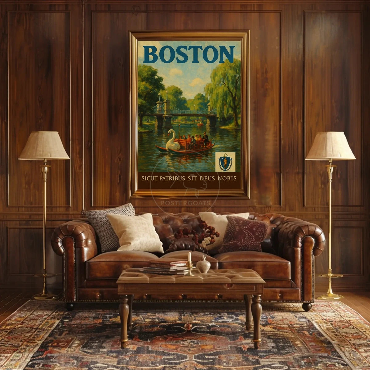 Boston Public Garden Vintage Travel Artwork Poster